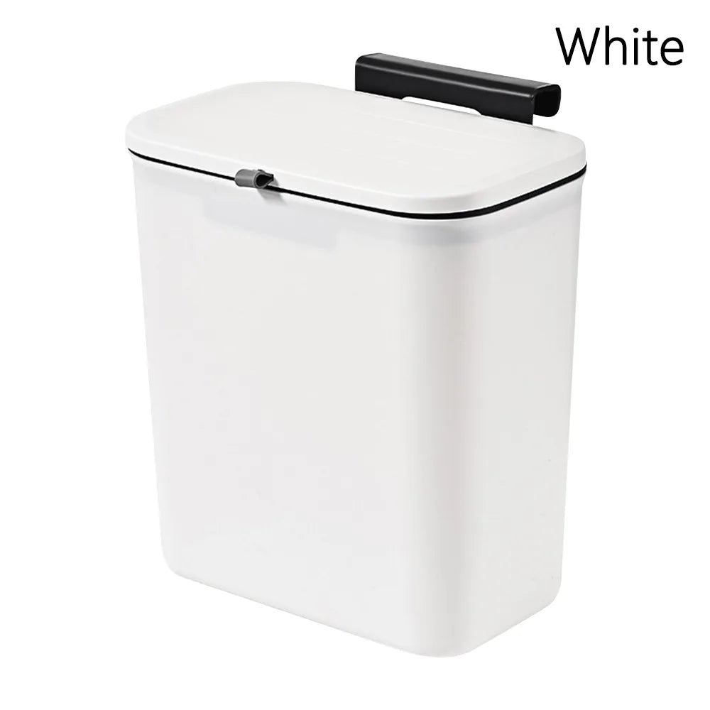 Cubo de basura colgante de 10 L con tapa para cocina y baño
