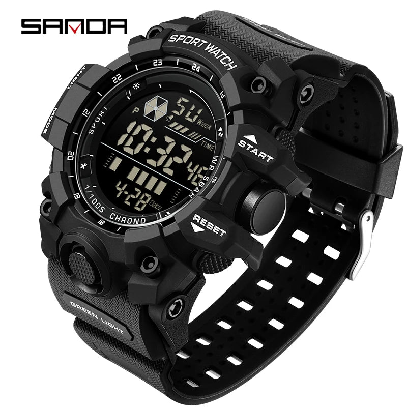 Reloj Digital LED Deportivo SANDA para Hombre, Estilo Militar, Resistente al Agua