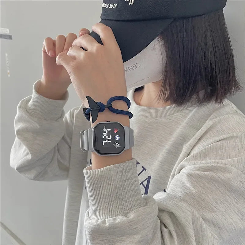Relojes YIKAZE para niños, reloj Digital LED para niños, correa de silicona, reloj de pulsera electrónico de dibujos animados, reloj deportivo para niños y niñas, regalos