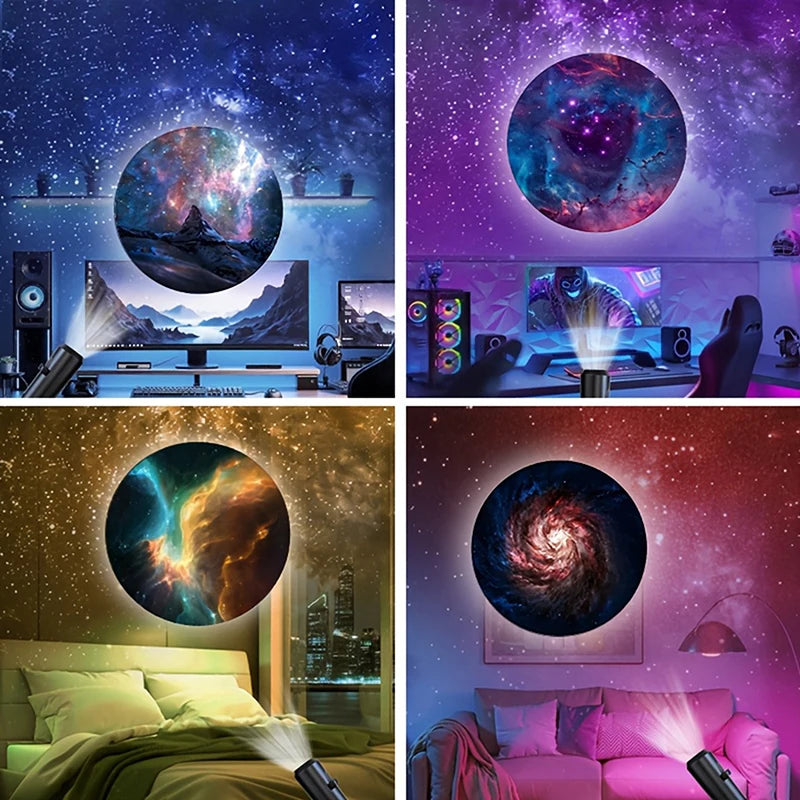 Lámpara de Proyección LED Galaxia con 10 Imágenes Cambiantes, Luz Nocturna de Cielo Estrellado, Proyector LED Galaxia para Decoración de Habitaciones