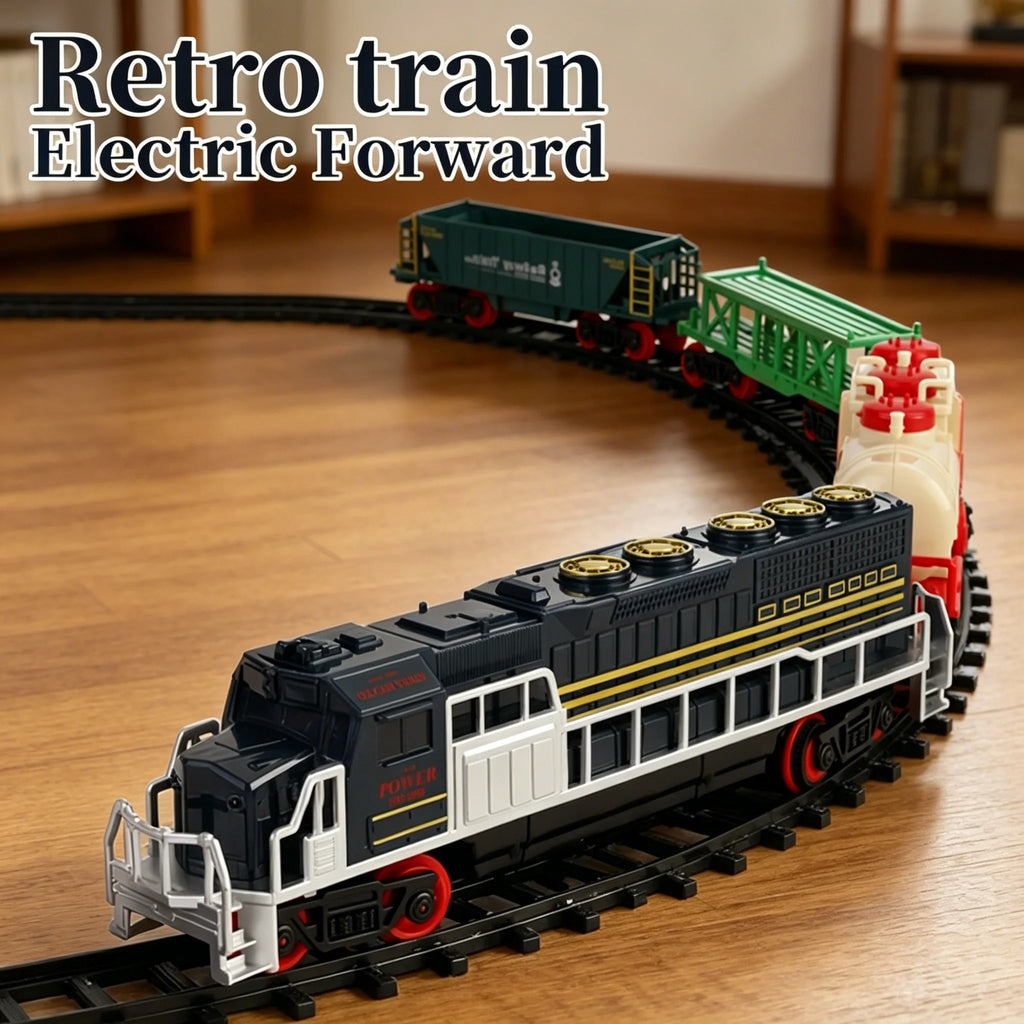 Tren Eléctrico de Juguete Vintage con Luces LED y Sonido para Niños
