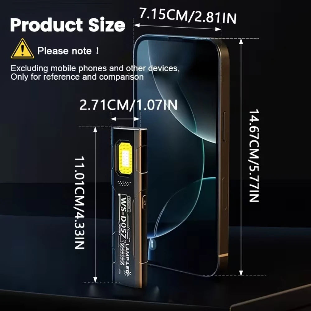 Linterna LED COB Recargable USB con Imán y Llavero - 5 Modos