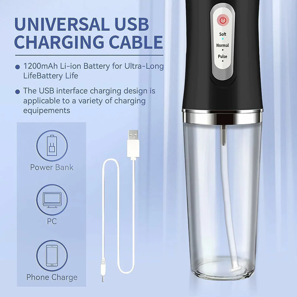 Irrigador de agua Dental inalámbrico portátil, irrigador de dientes bucales resistente al agua recargable de viaje, 4 modos Ipx7