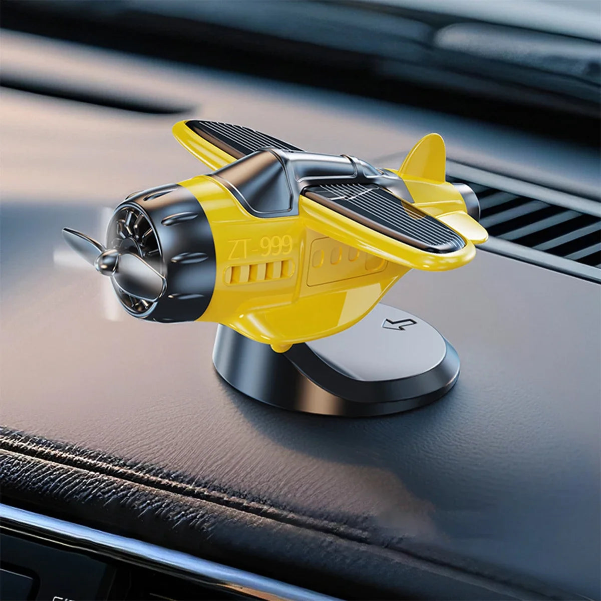 Mini avión con energía Solar, fragancia sólida, consola central para coche, adorno para salpicadero 360 °   Aire más fresco giratorio para aviones creativos