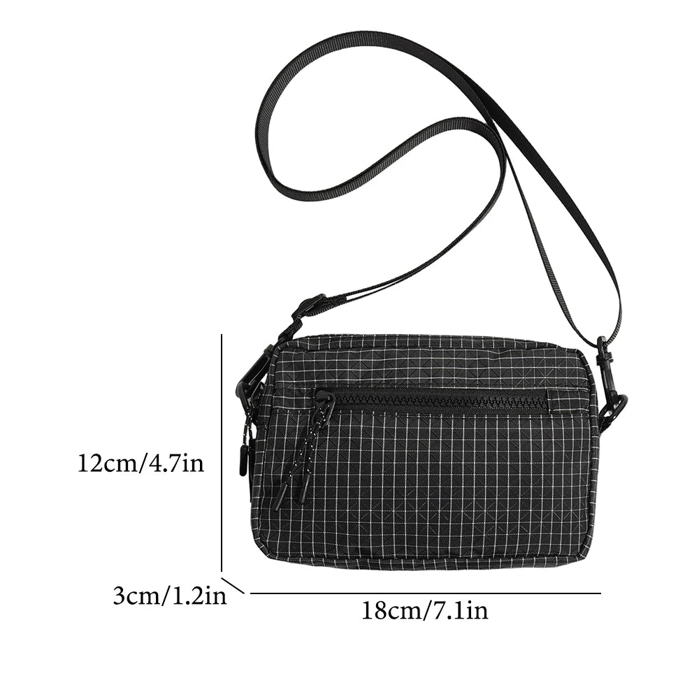 Bolso bandolera, bolso de hombro con diseño de cuadros, bolso bandolera ligero de nailon con correa ajustable, para uso diario, viajes, hombres, mujeres