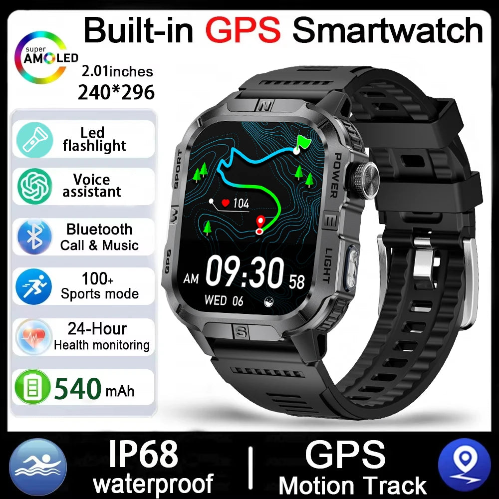 Reloj Inteligente Militar con GPS, LED, Brújula e IP68