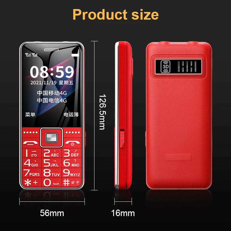 Teléfono GSM 2G BAR G600, tarjeta SIM Dual, batería de 6800mAh, tecla grande SOS, pantalla de 2,4 pulgadas, teléfono móvil para ancianos y mujeres, reccodificador de MP3