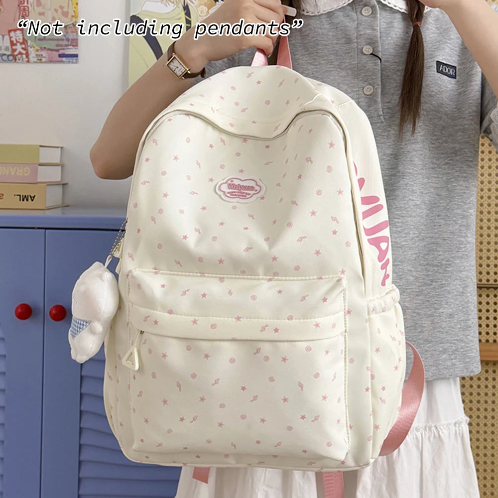 Mochila informal con estampado de estrellas, mochila espaciosa de nailon, bolso suave y duradero para adolescentes, para viajes diarios y viajes cortos