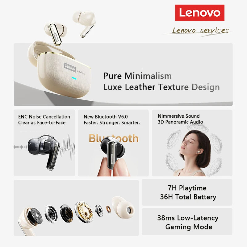 Auriculares Lenovo LE208 TWS Bluetooth 6.0 con ENC Inalámbricos