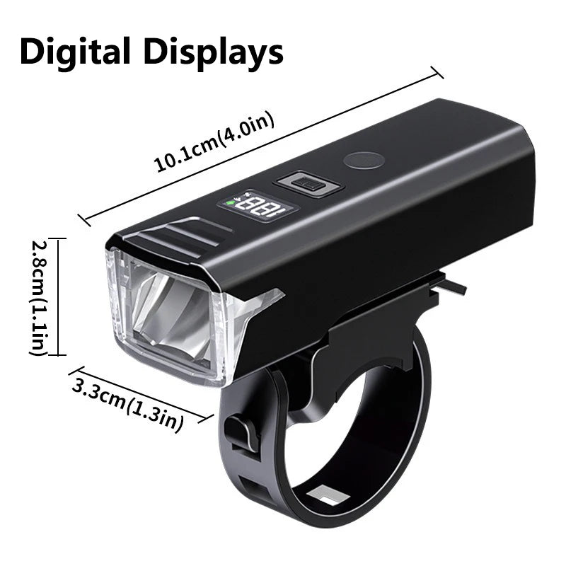 Luz Delantera para Bicicleta MTB Recargable USB-C con 5 Modos de Iluminación
