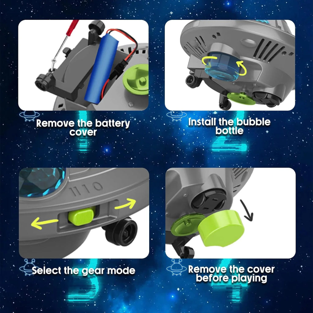 Máquina de Burbujas UFO Giratoria Eléctrica con Luces LED