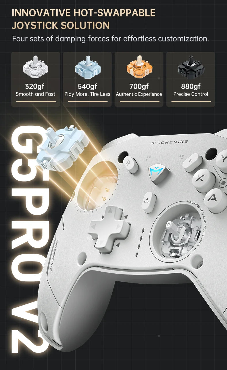 Control de Juego Inalámbrico Machenike G5Pro V2 para PC/NS/Móvil, Joystick Intercambiable en Caliente, Tasa de Sondeo de 1000 Hz con Base de Carga RGB