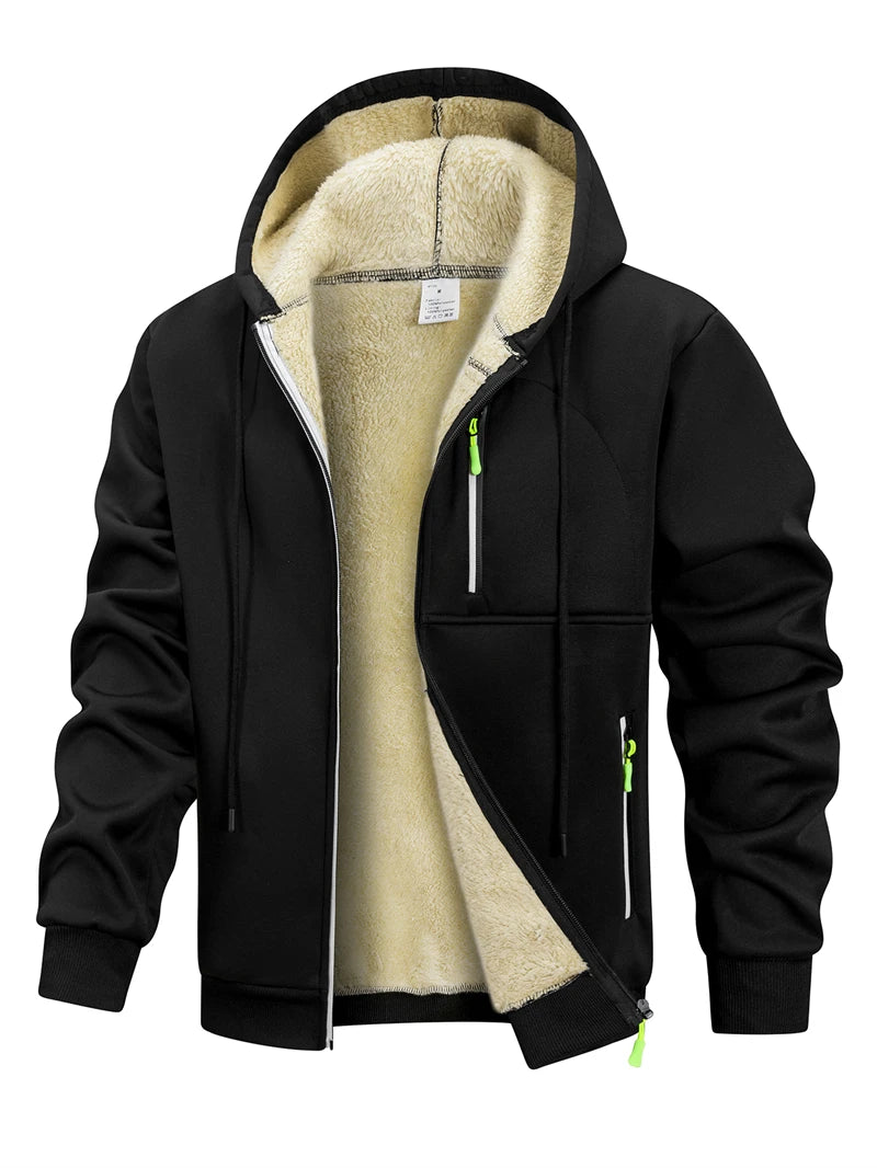 Chaqueta de Invierno con Forro Sherpa y Capucha para Hombre