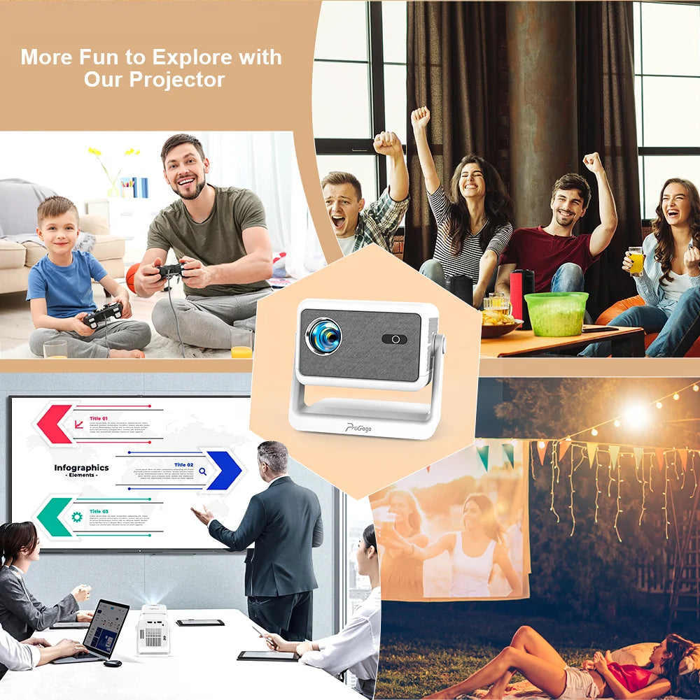 Proyector PG370MAX Full HD 1080P 4K Android WiFi 5G para cine en casa