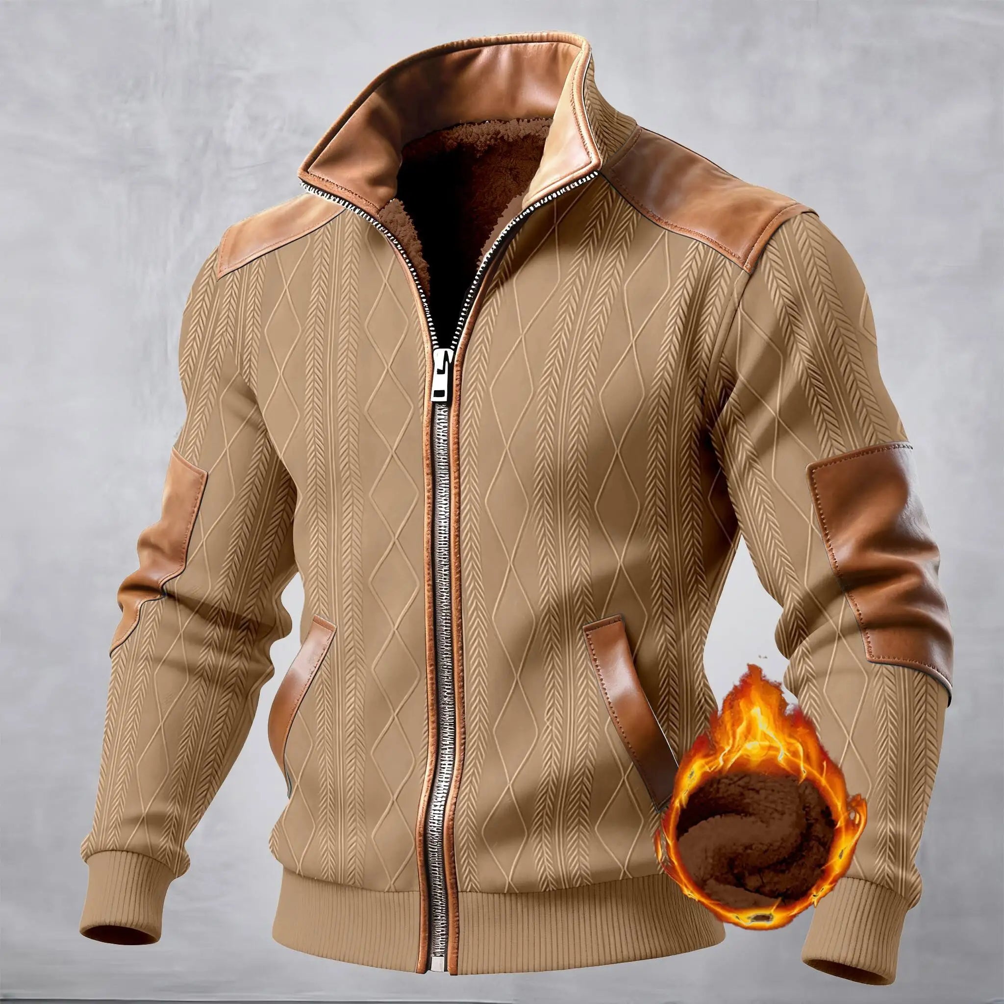 Chaqueta Deportiva para Hombre con Cierre, Resistente al Viento, Gruesa y Cálida