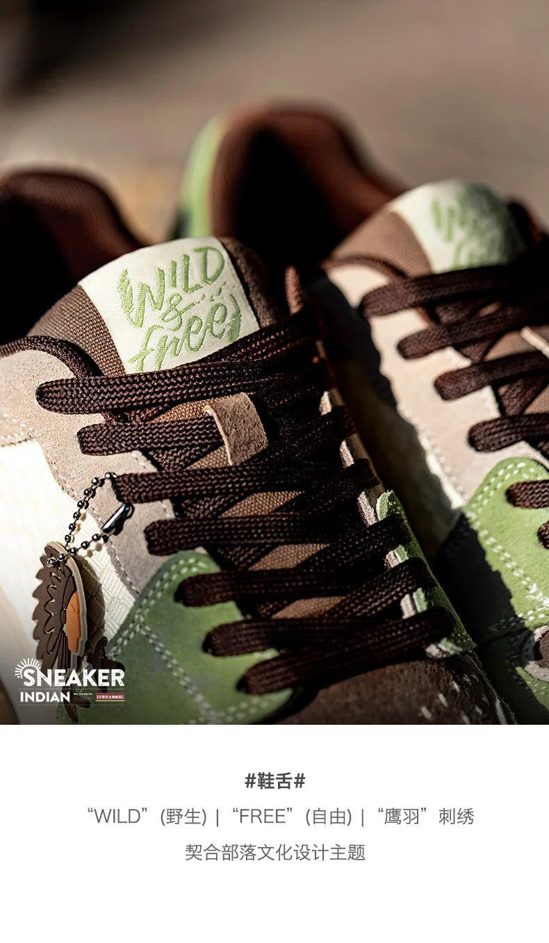 Zapatillas de Skate para Hombre de Alta Calidad, Estilo Retro, Suela Gruesa, Casuales, Versátiles, con Diseño Totem Indio