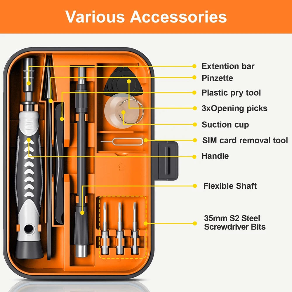 Juego de destornilladores 25/115/135/140 en 1, Kit de puntas de tornillo Phillips Torx magnético con llave removedora eléctrica, herramientas de reparación de teléfono y PC