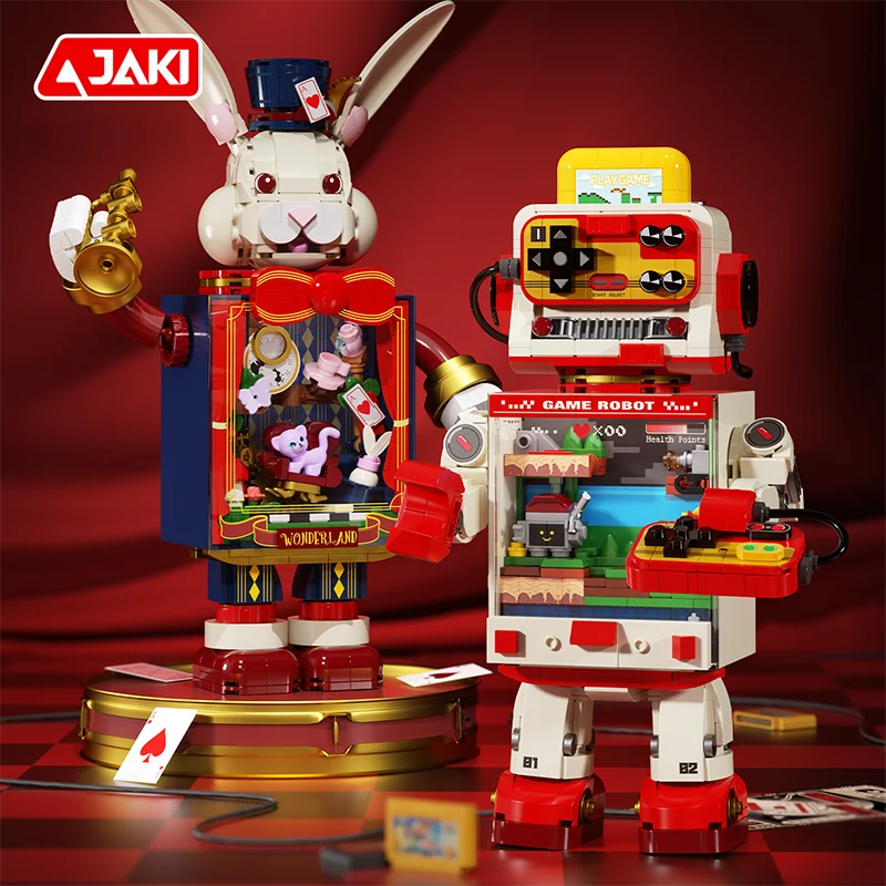 JAKI Mr. Rabbit - Caja de Música de Bloques de Construcción, Modelo Mecánico DIY STEM MOC, Decoración para el Hogar, Regalo de Halloween y Navidad para Niños, Niñas y Adultos