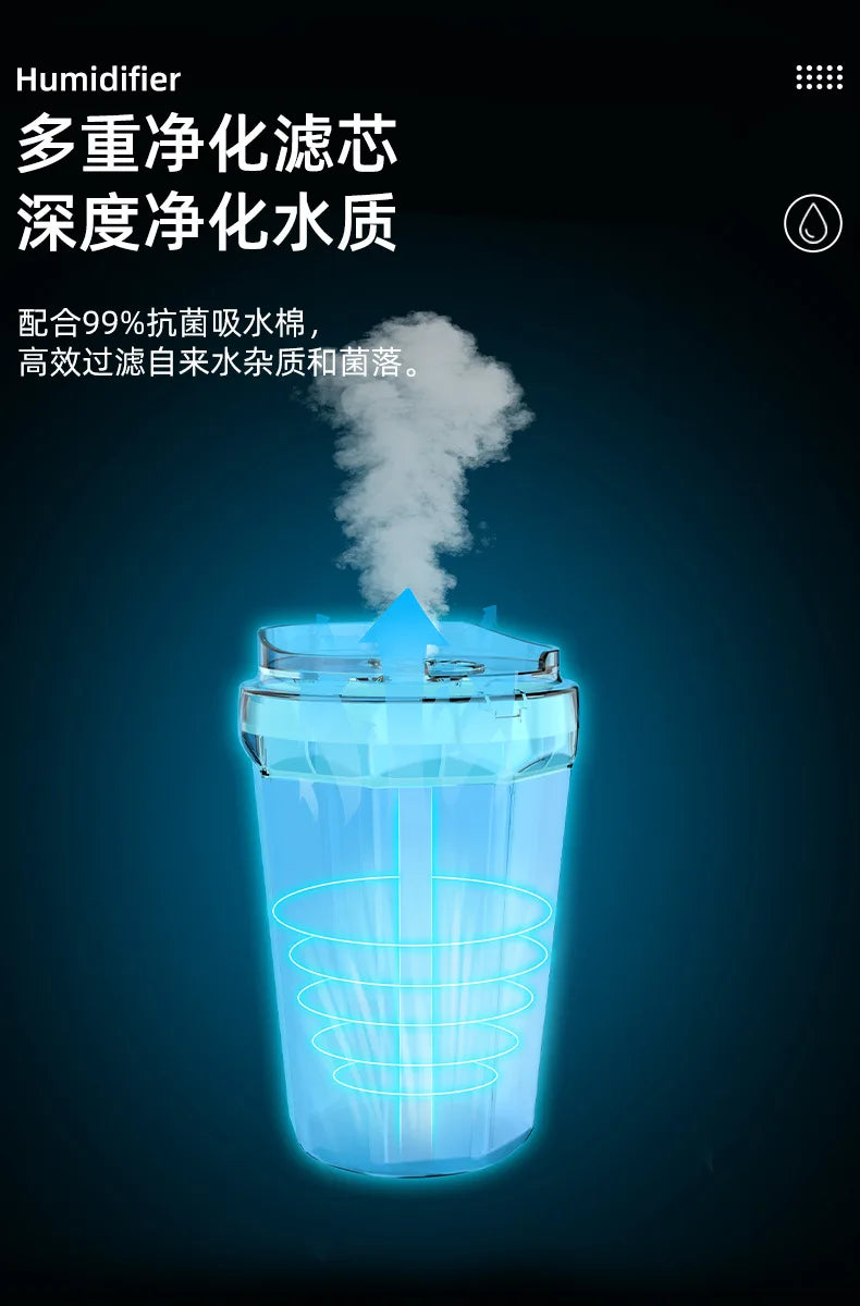 Humidificador USB creativo en forma de taza con difusor de aromas y luces