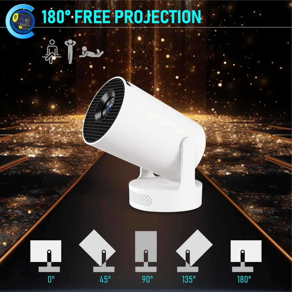 Nuevo Proyector HY300 Ultra Portátil 4K con Altavoz, Cine en Casa, Proyector LCD, Películas al Aire Libre, Android 11, BT5.4, Proyector para Camping