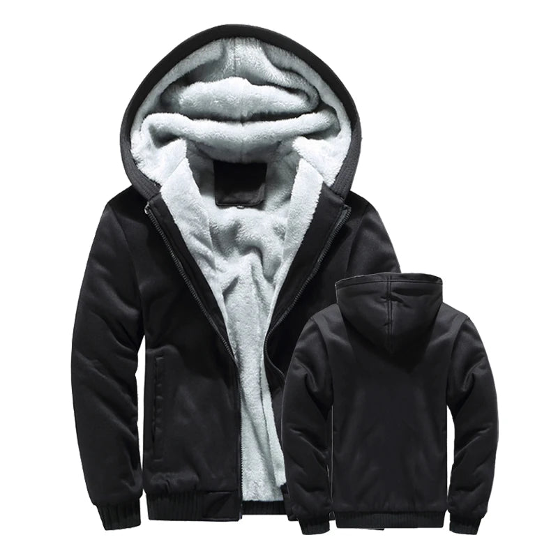Chaqueta de Invierno para Hombre, Lana Gruesa, Capucha y Cremallera
