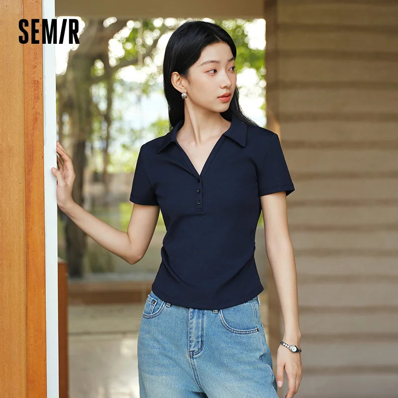 Camiseta Polo de Mujer, Corte Corto, Manga Corta
