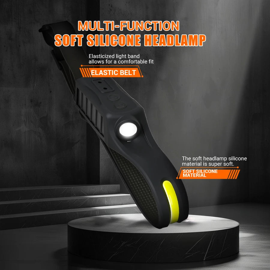 Linterna Frontal LED XPE+COB Recargable USB con Sensor Táctil