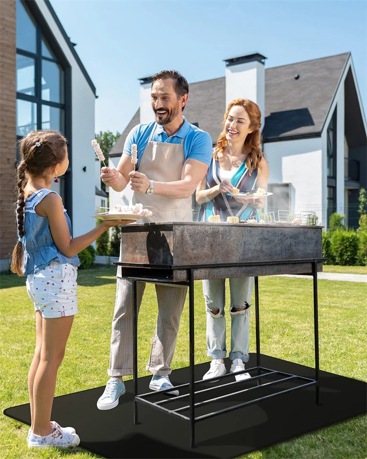LMETJMA - Alfombrillas para parrilla, doble cara, ignífugas, protectoras para parrilla exterior, resistentes al aceite y al agua, para barbacoa, fogatas y chimeneas