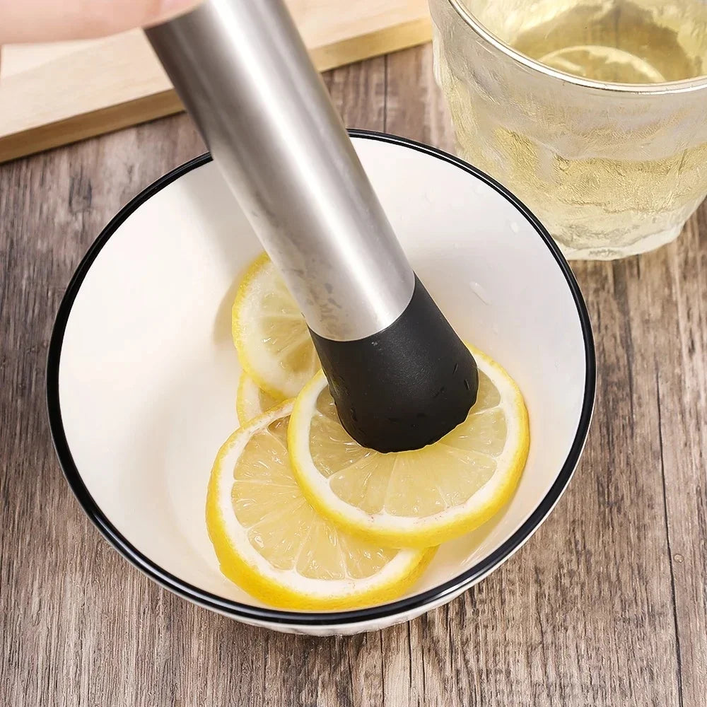 Muddler de Acero Inoxidable de 21/30CM, Herramienta de Barman, Triturador de Limones y Hielo para Mojitos, Bebidas de Frutas, Uso en el Hogar, Cocina y Bar