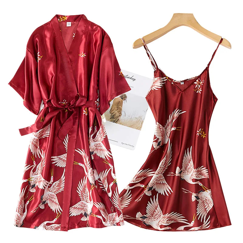 Pijama Conjunto 2 Piezas Mujer - Camisón Sedoso Cuello en V