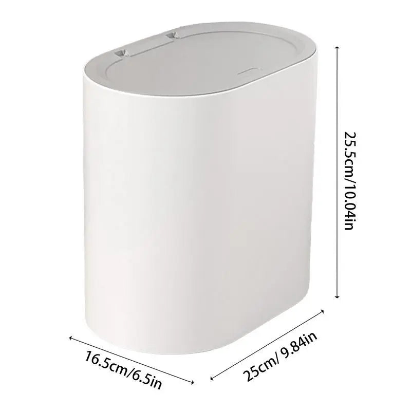 Cubo de basura tipo prensa con tapa, impermeable para baño y hogar