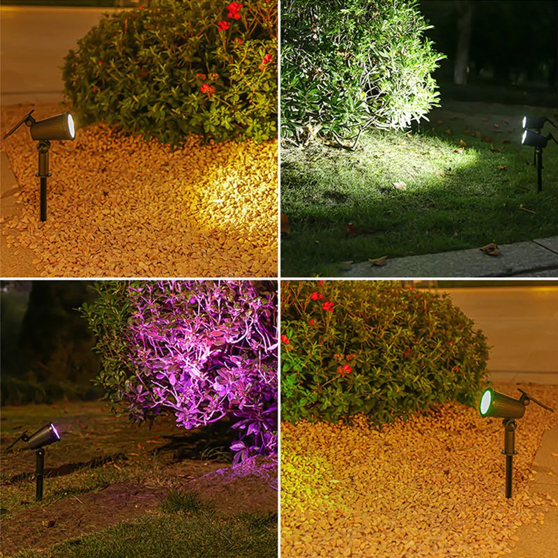 Foco Solar 9 LED Impermeable para Jardín con Brillo Ajustable y Luz RGB