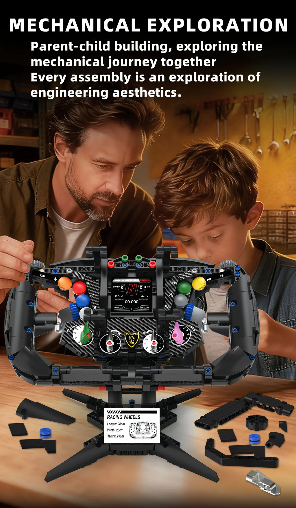 Bloques de Construcción de Volante de Carreras K96253, Modelo MOC DIY, Soporte para Teléfono, Decoración de Escritorio, Regalo Coleccionable para Adultos, Cumpleaños, Festividades