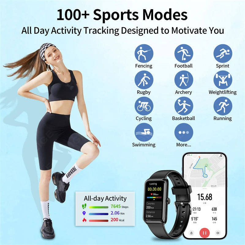 Smartwatch LIGE con pantalla táctil 1.47 pulgadas y 100+ modos deportivos