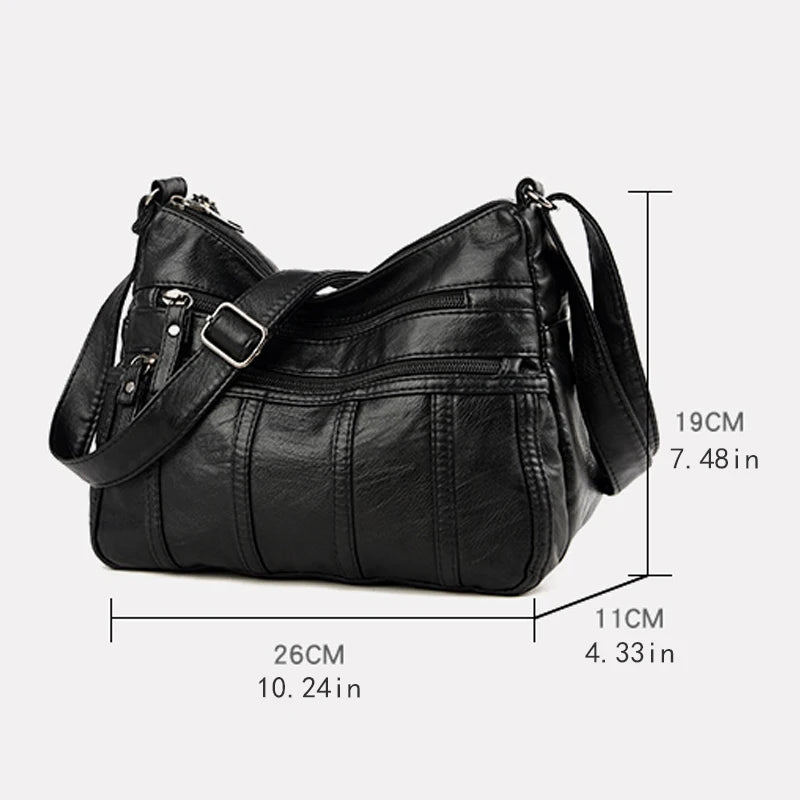 Bolso bandolera negro, bolso de hombro de viaje con correas ajustables y compartimento con cremallera, bolso de hombro adecuado para diferentes