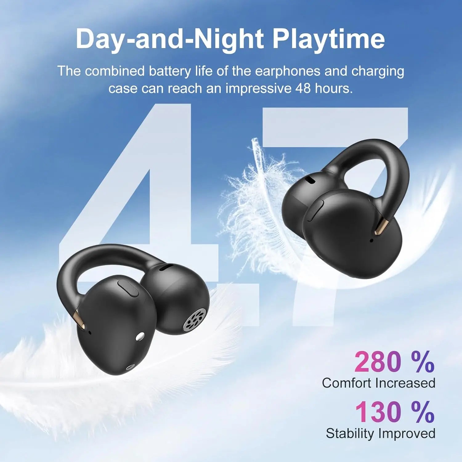 Ohayo A7 auriculares con Clip para la oreja auriculares inalámbricos Bluetooth 5,4 TWS auriculares abiertos con Clip impermeables con 4 micrófonos 40H de tiempo de reproducción