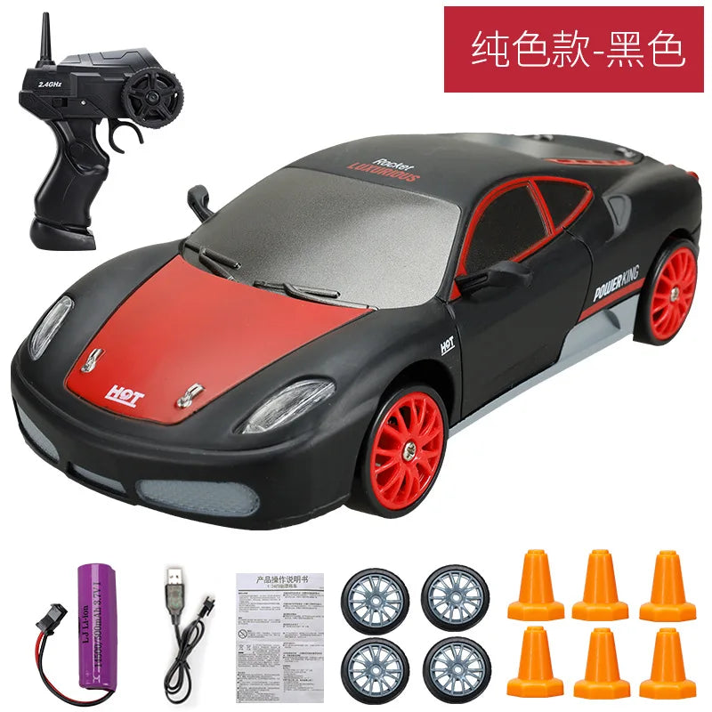 Coche de Carreras Teledirigido 2.4G 4WD, Modelos AE86, GTR, Ferrari, BMW