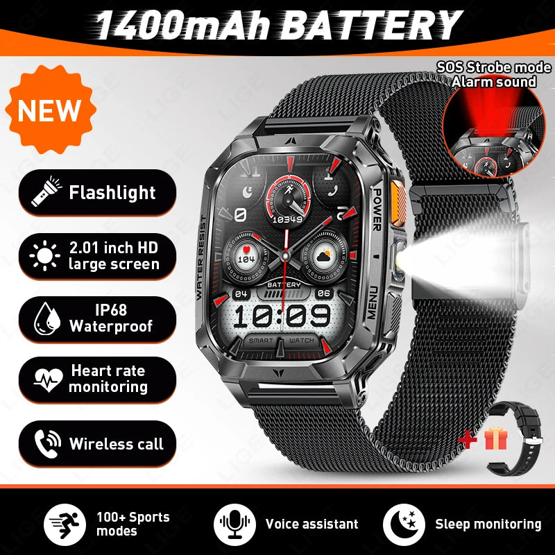 Reloj Inteligente LIGE Militar Batería 1400mAh Bluetooth