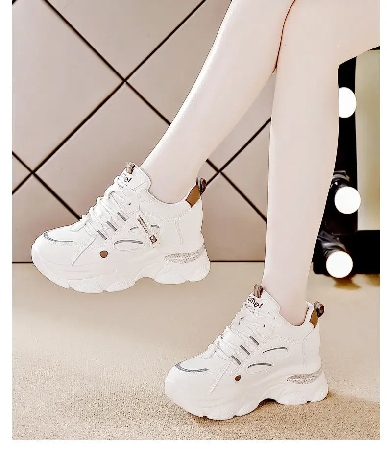 Zapatillas deportivas de plataforma con suela gruesa para mujer