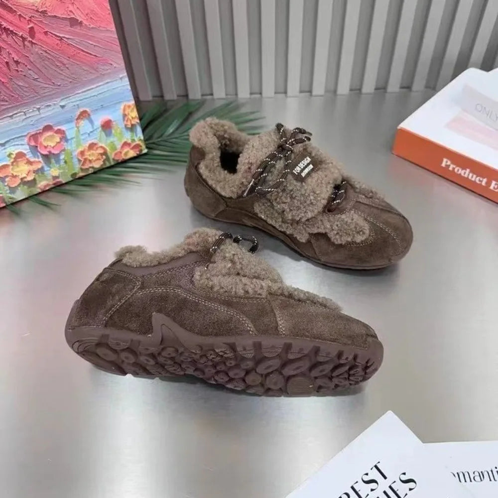 Zapatillas de Invierno para Mujer con Forro de Felpa y Cordones