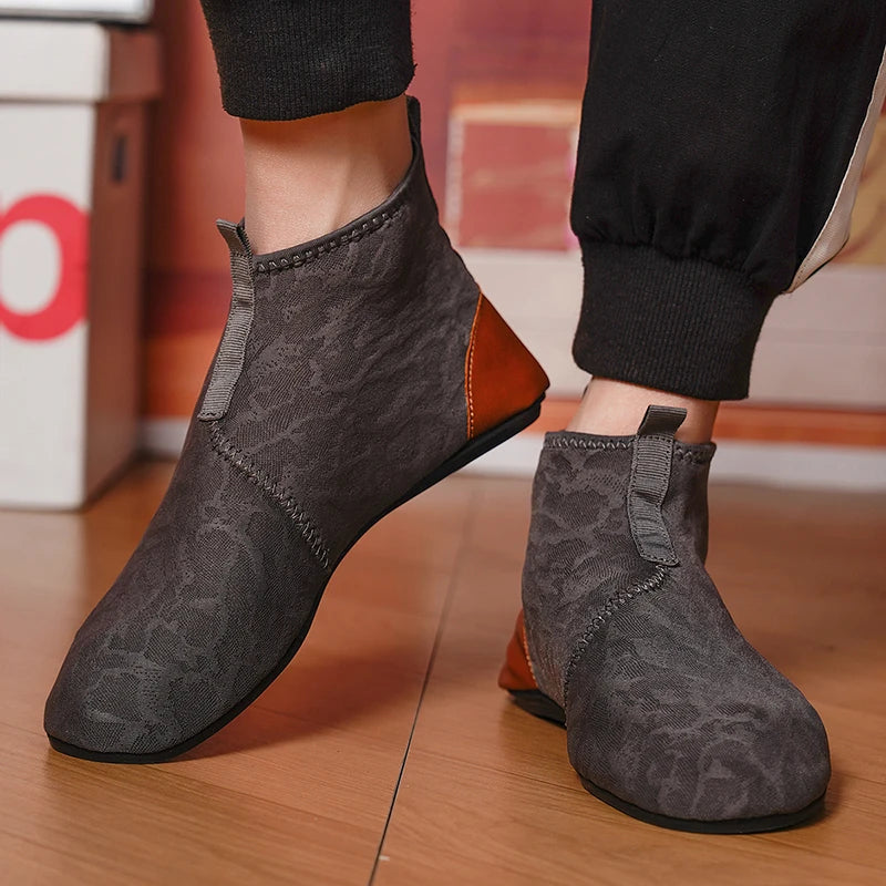 YRZL Mocasines para hombre de malla transpirable, mocasines ligeros de conducción de caña alta, zapatos casuales sin cordones para hombres, zapatos cómodos para caminar