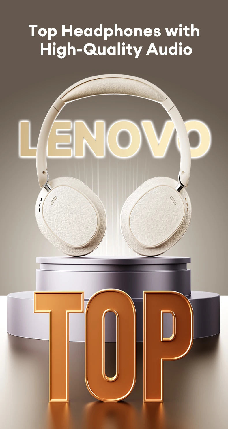Auriculares Retro TH30 Pro Lenovo para Juegos, Inalámbricos, Bluetooth 6.0, Sobre la Oreja, Plegables, Deportivos, de Cuero, Regalos LS105