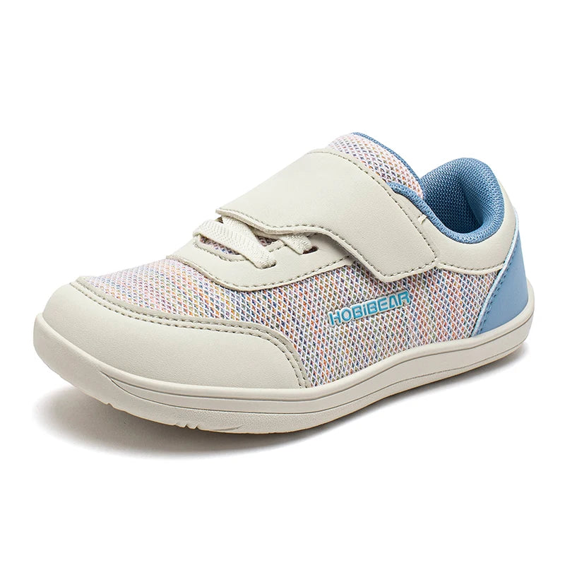 HOBIBEAR Zapatos descalzos con punta ancha para niños, zapatillas informales minimalistas con gancho y bucle, zapatos de malla transpirables sin caída