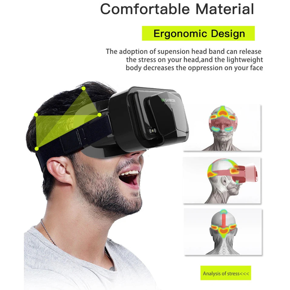 Shinecon-auriculares 3D de realidad Virtual, gafas VR, dispositivos, lentes Viar, gafas para teléfono inteligente, teléfono móvil, juegos inteligentes
