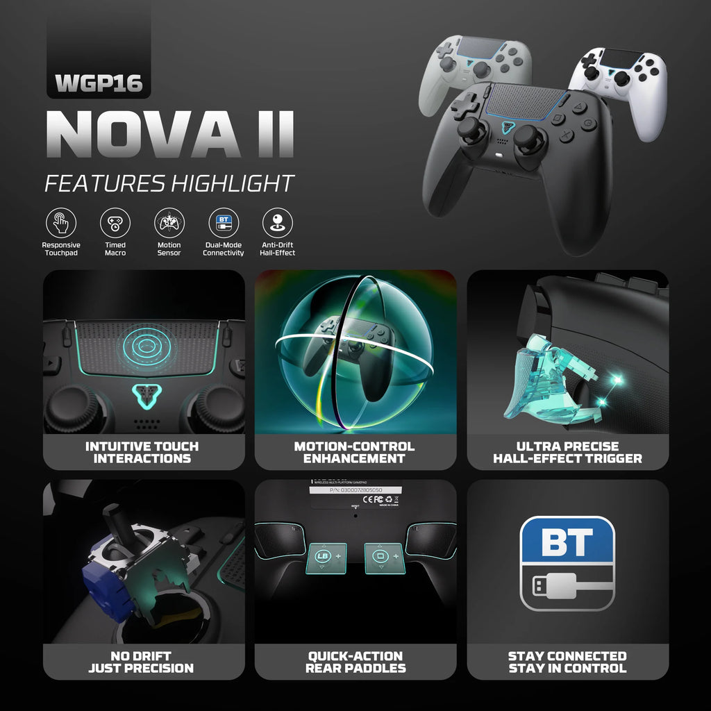 FANTECH NOVA II WGP16 Gamepad inalámbrico Sensor giroscópico Joystick Hall y disparador de efectos para PS4 NS2 controlador con cable Gamer