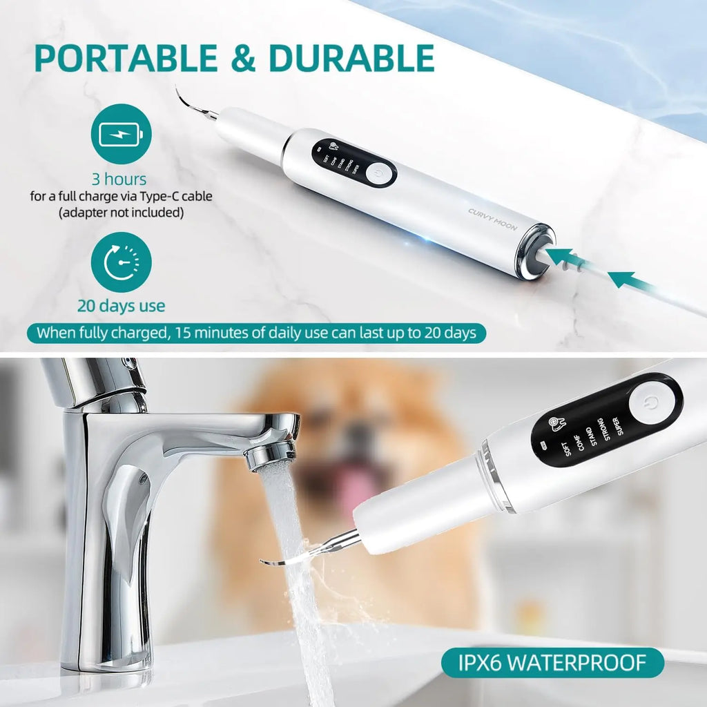 Kit de limpieza de dientes de perro, eliminador ultrasónico de placa canina para dientes con luz LED, 5 modos, carga USB, limpiador de dientes sónico para perros