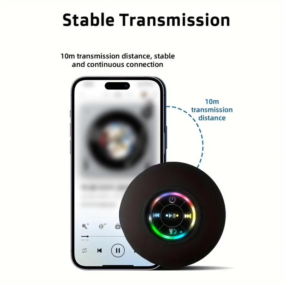 Familia portátil inalámbrico Bluetooth impermeable ventosa LED pequeño altavoz coche baño teléfono móvil escuchar música estéreo