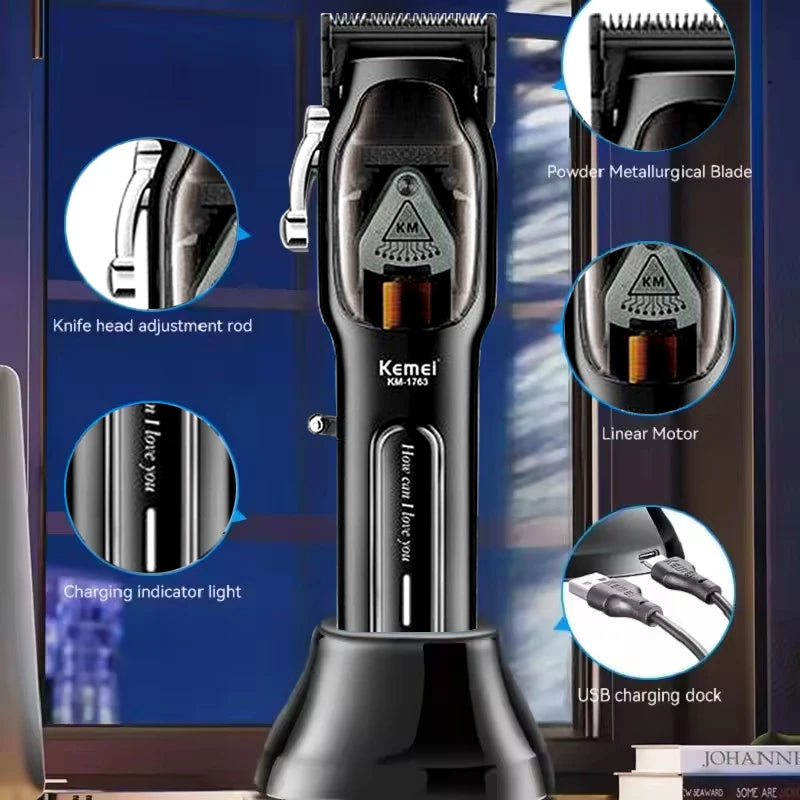 Cortadora de Pelo Kemei KM-1763, 9000 RPM Recargable