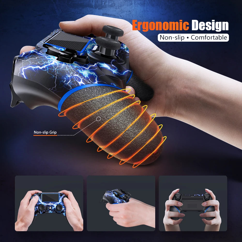 AceGamer Gamepad inalámbrico para controlador PS4, con cable USB C/dobles motores/giroscopio de 6 ejes/conector de audio de 3,5 mm/función de panel táctil