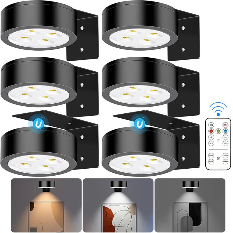 Luz de imagen con pilas Luz de pintura LED magnética con temporizador regulable remoto 3 modos de iluminación Luz de exhibición de arte Negro